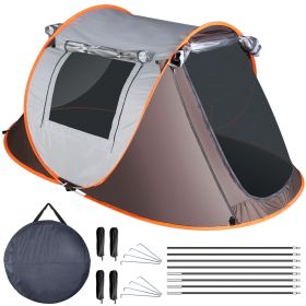 3-4 Person Pop Up Tent Automatic Setup Camping Tent Waterproof Instant Setup Tent with 4 Tent Poles 2 Mosquito Net Windows Carrying Bag for Hiking Cli