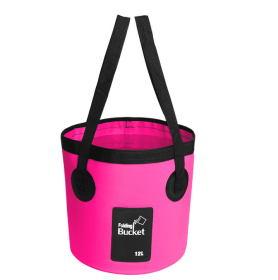 Portable Travel Bag Fishing Bucket Folding Bucket Bag Outdoor Convenient Travel Car Wash Bucket Outdoor Waterproof Bag (Option: Pink-12L)