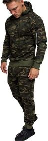 Men's Camouflage 2 Piece Sweatsuits Hoodie Jogging Athletic Tracksuit Sets (Color: CAMO2-XS)