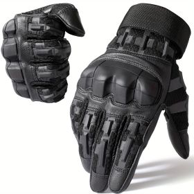 Tactical Gloves for Men - Touch Screen, Non-Slip, Full Finger Protection for Shooting, Airsoft, Military, Paintball, Motorcycle, Cycling, Hunting, Hik (Color: Black, size: M)