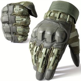 Tactical Gloves for Men - Touch Screen, Non-Slip, Full Finger Protection for Shooting, Airsoft, Military, Paintball, Motorcycle, Cycling, Hunting, Hik (Color: Green, size: M)